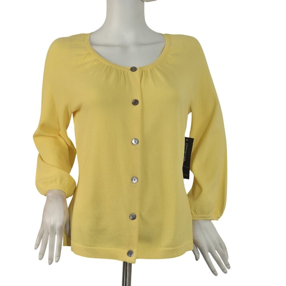 Jones New York Collection Women's Cardigan Top Blouse Size S Yellow (40)